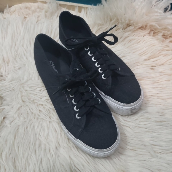 Superga women's canvas platform sneaker black size 8.5 - Picture 7 of 7